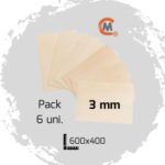 Conjunto (Pack) 6 placas contraplacado Choupo de 3mm 600x400