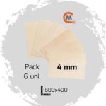 Conjunto (Pack) 6 placas contraplacado Choupo de 4mm 600x400