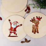 Conjunto de 100 placas circulares D50mm de madeira 3mm