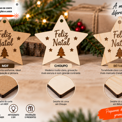 Conjunto de estrelas de madeira