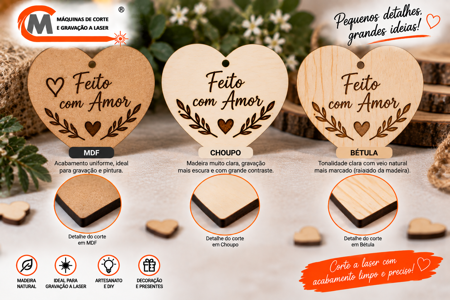 Corações em Madeira Personalizados à Medida